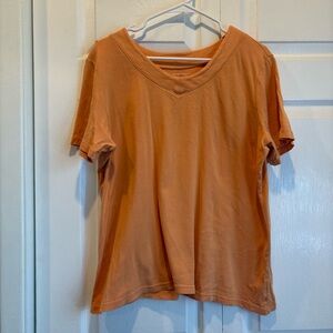 Christopher & Banks Orange Short Sleeve 100% Cotton T-Shirt - Size Large